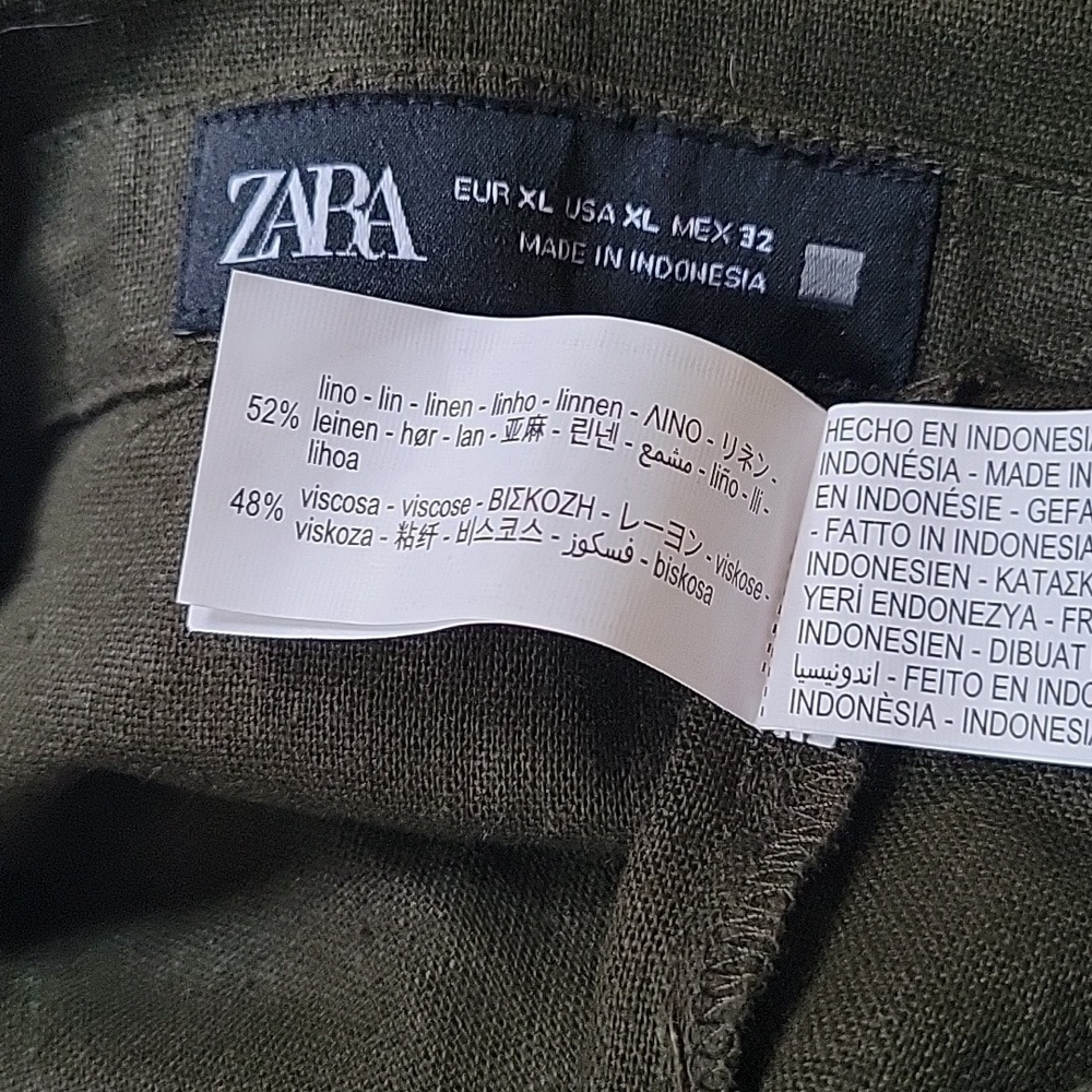 Zara Jumpsuit Dark Green Button-Up Linen Blend Size XL - Picture 15 of 15